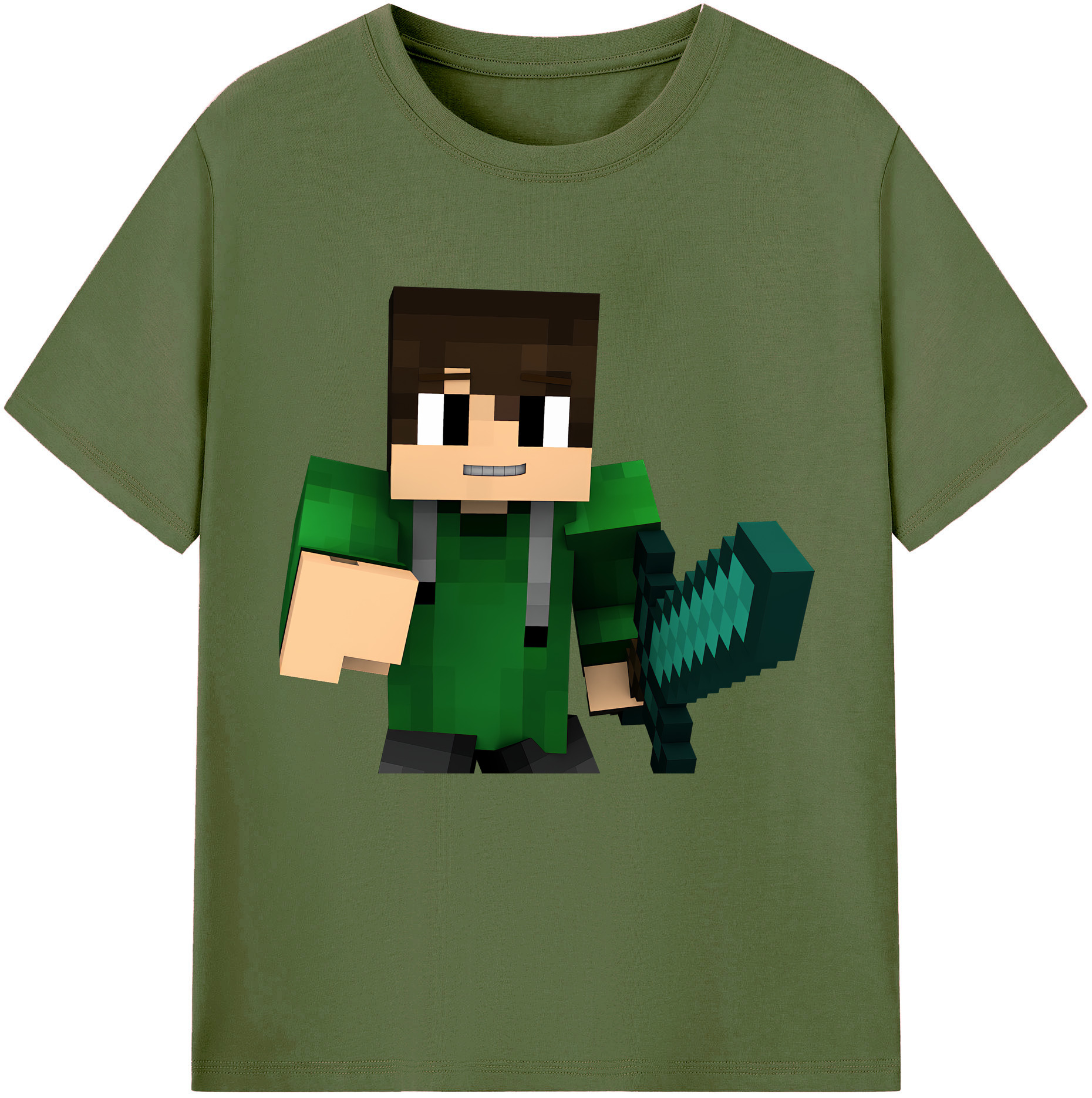 （画像用） マインクラフト ブロックの世界 Minecraft MC Block world 綿100％半袖Tシャツ（フロントプリント）